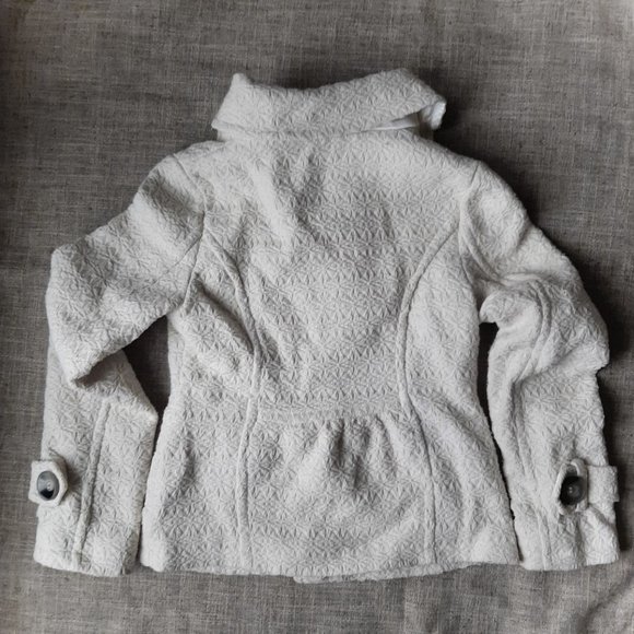 NWOT Charlotte Russe Woven Wool Cream White Short Winter Coat Jacket Buttons Sm - Picture 3 of 10